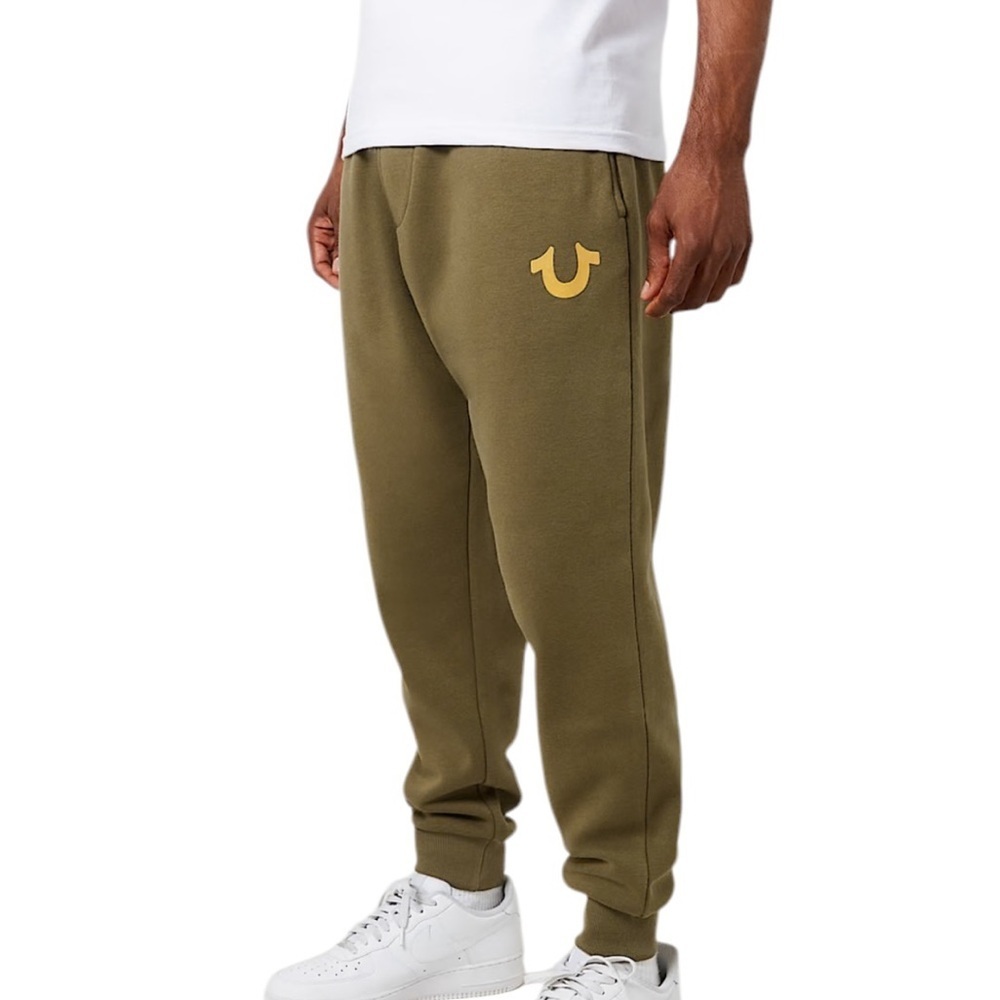 True Religion Logo Branded Joggers.  OD Green.